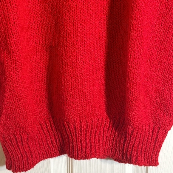 Bristol Court 70's Ski Sweater | Vintage Red Stand Collar Knit Sweater - Picture 3 of 9